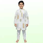 White Chikankari & Digital Print Kurta Pajama Set