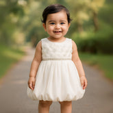 White Rose Princess Frock with Rhinestone Belt