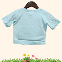 Sky Blue Crop Top for Girls with "Better Days Are Coming" & Floral Print | Soft Hosiery Cotton - 2215