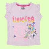 Pink Sleeveless Top for Girls with "Unicorn Strive to Be Better" Print | Soft Hosiery Cotton - 2302