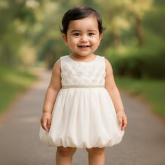 White Rose Princess Frock with Rhinestone Belt