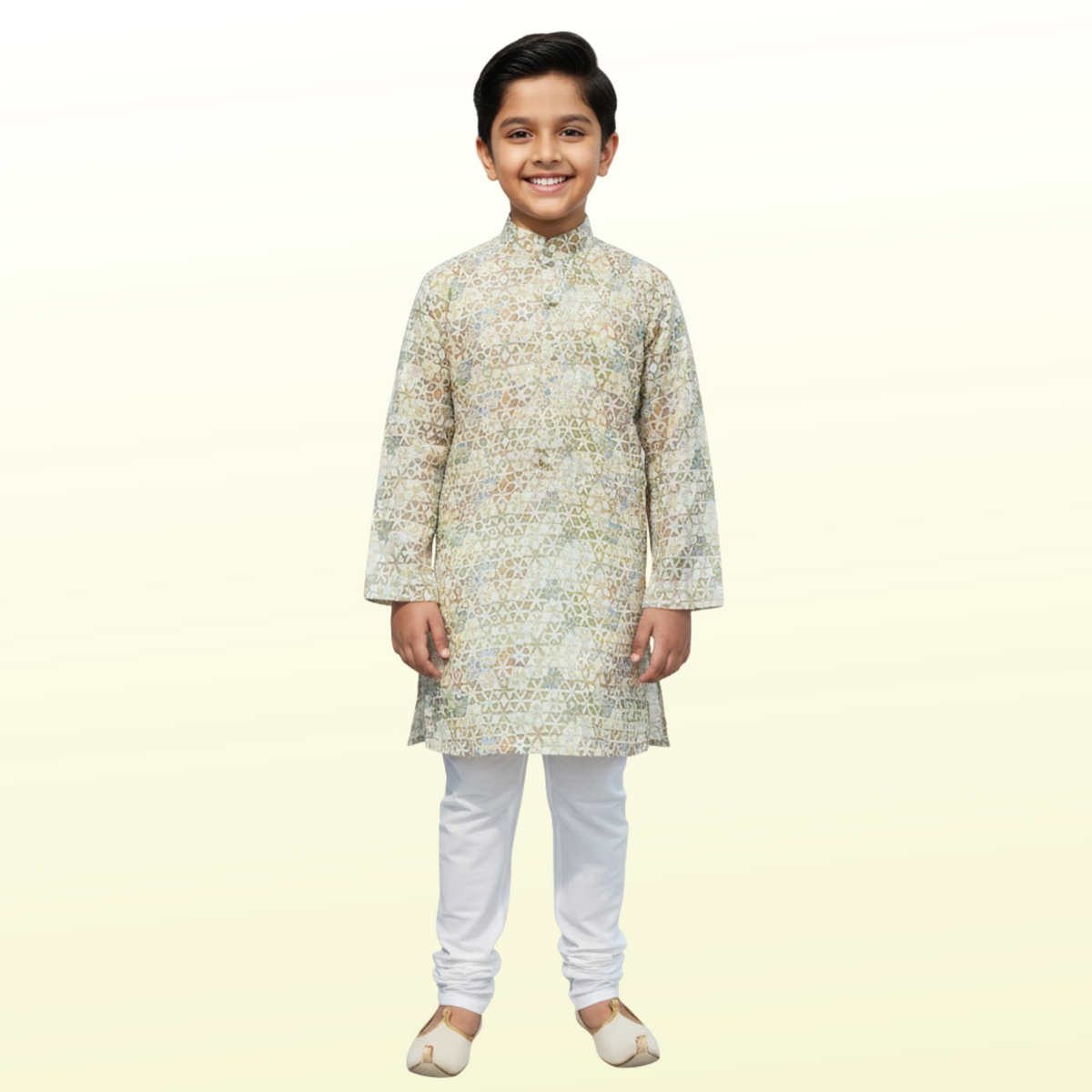 Green Textured Cotton Kurta Pajama Set