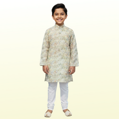 Green Textured Cotton Kurta Pajama Set