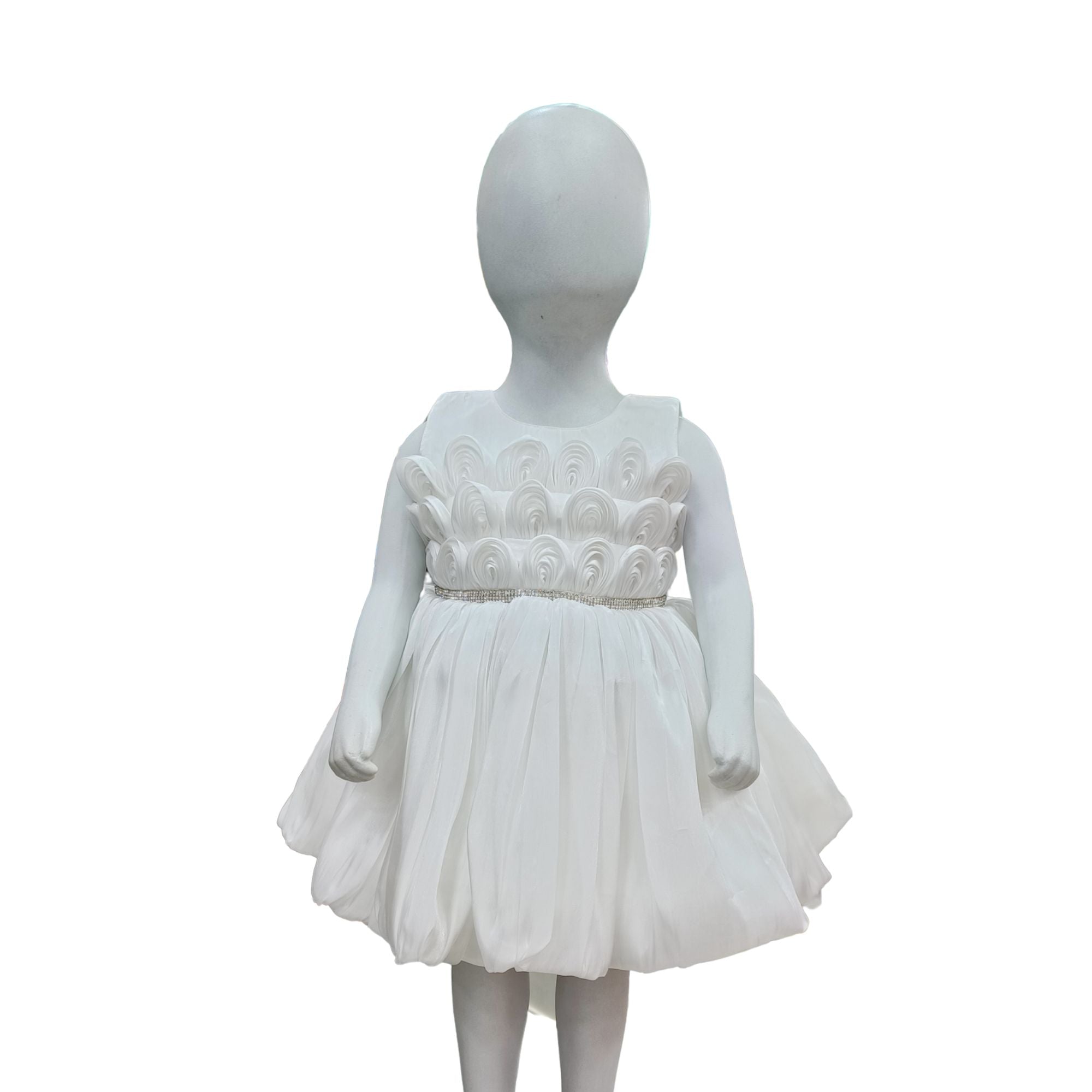 White Rose Princess Frock with Rhinestone Belt