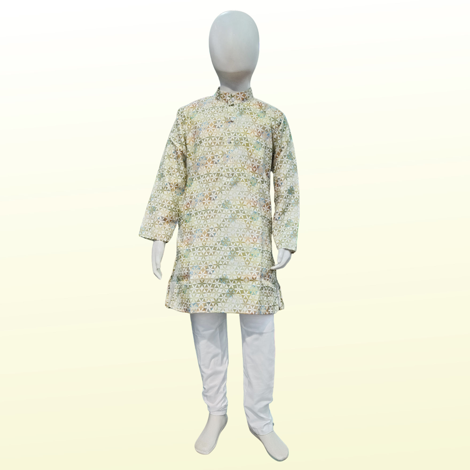 Green Textured Cotton Kurta Pajama Set