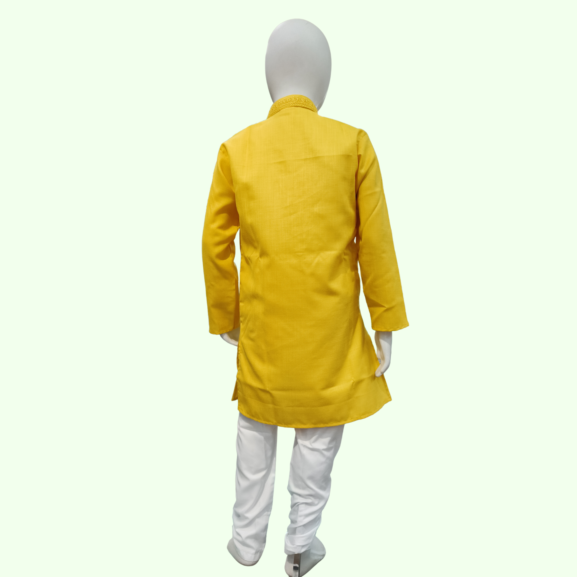 Yellow Cotton Kurta - Classic Embroidered Comfort