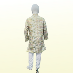 Green Textured Cotton Kurta Pajama Set