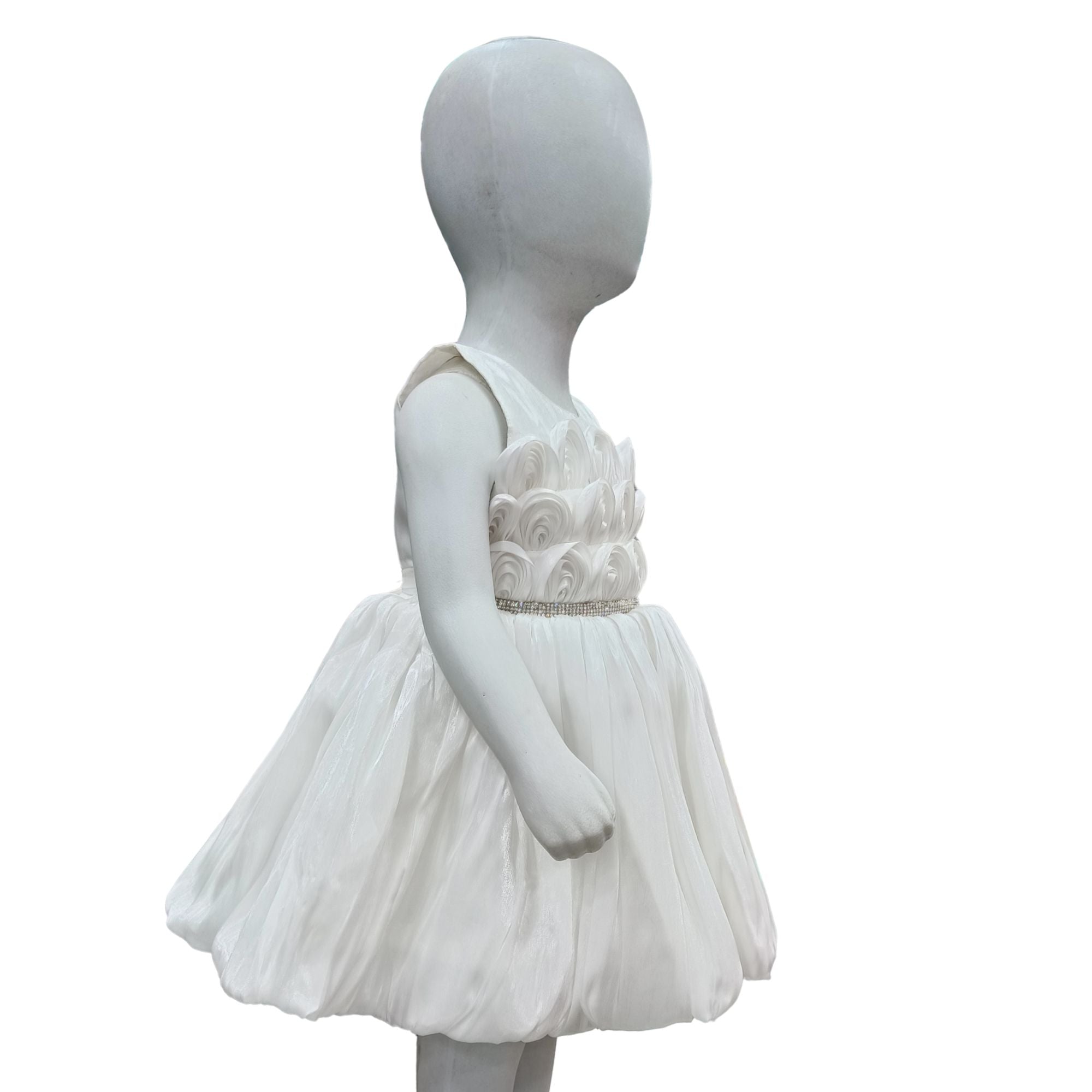 White Rose Princess Frock with Rhinestone Belt
