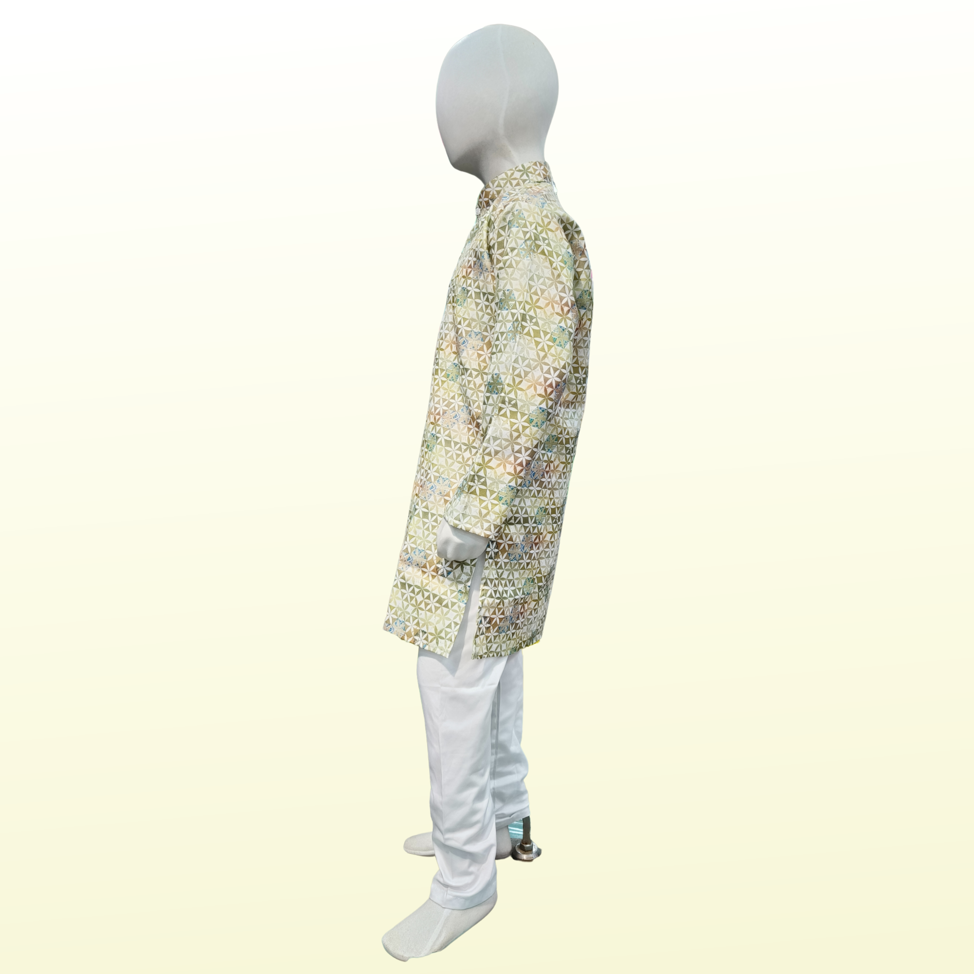 Green Textured Cotton Kurta Pajama Set