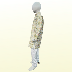 Green Textured Cotton Kurta Pajama Set