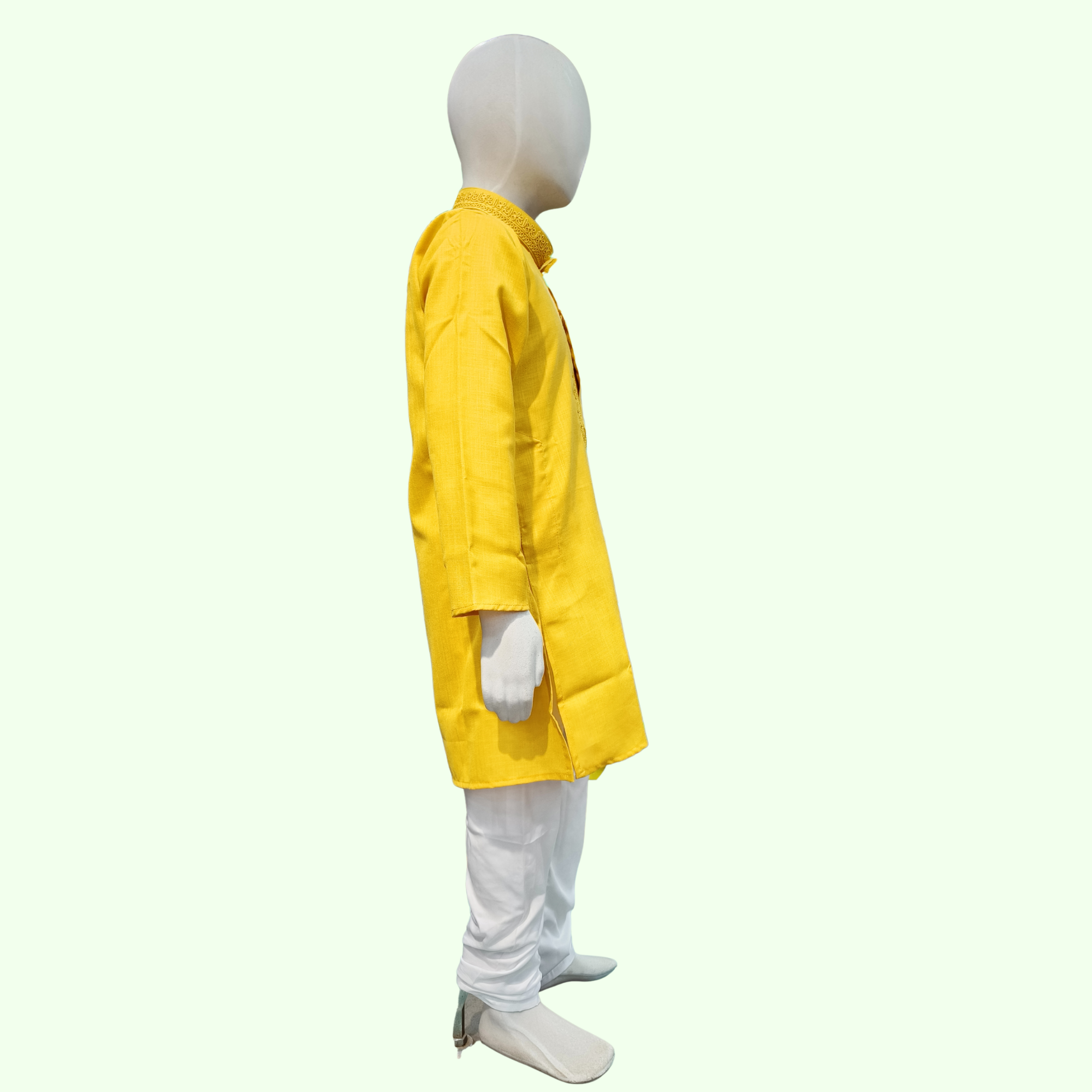 Yellow Cotton Kurta - Classic Embroidered Comfort