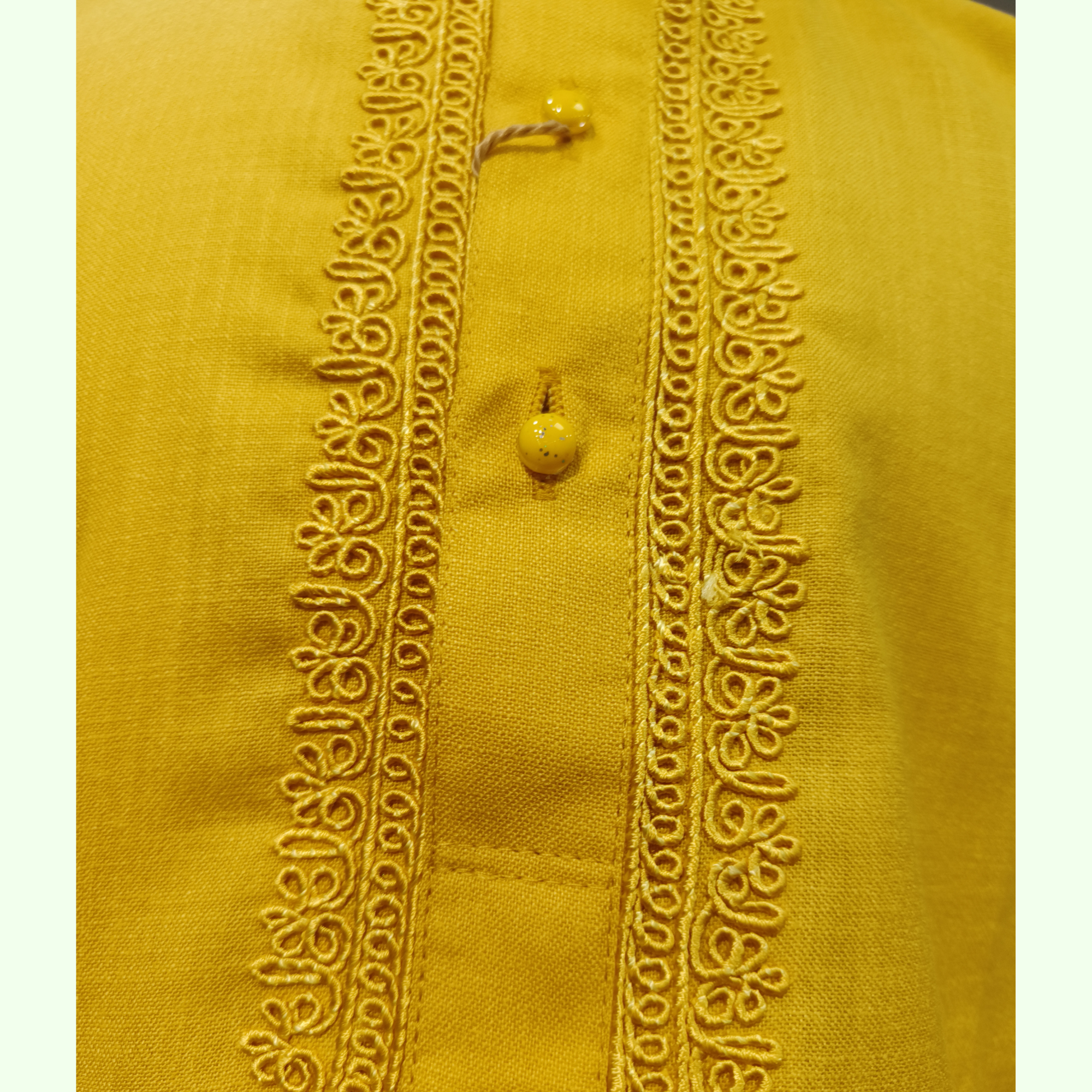 Yellow Cotton Kurta - Classic Embroidered Comfort