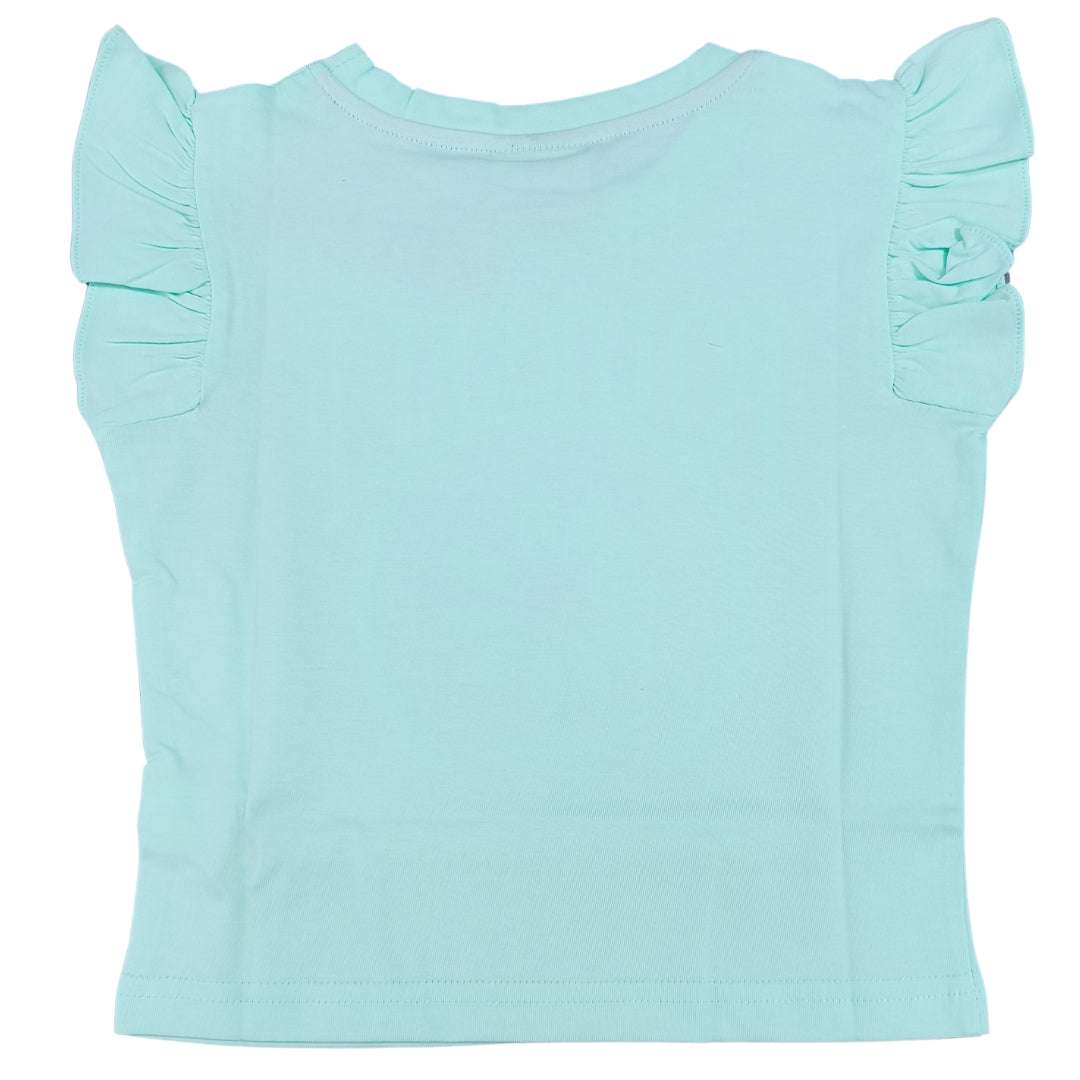 Light Green Floral Print Top with "Believe in Yourself" Slogan - 2209