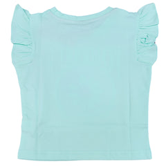 Light Green Floral Print Top with "Believe in Yourself" Slogan - 2209