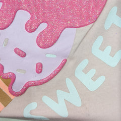 Sweet Pink Top for Girls with Ice Cream Print | Soft Hosiery Cotton - 2222