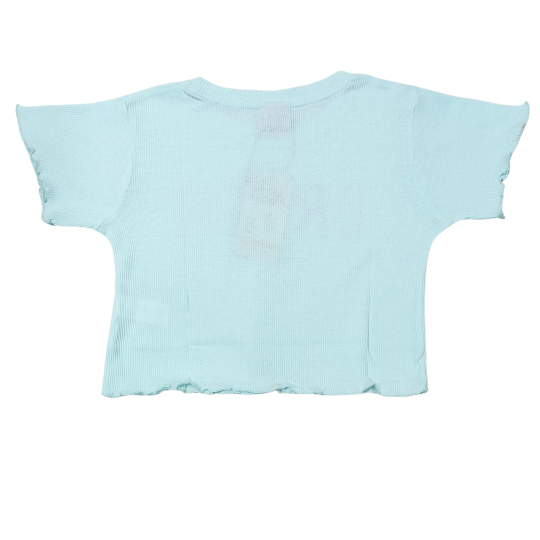 Sky Blue Crop Top for Girls with "Dream" Print | Soft Hosiery Cotton - 2233