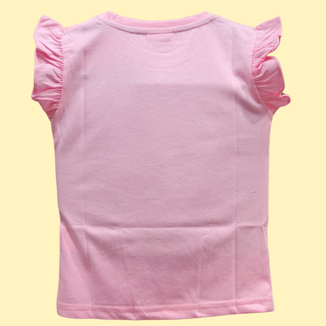Neon Pink Sleeveless Top for Girls with Unicorn Print | Soft Hosiery Cotton - 2265