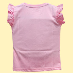 Neon Pink Sleeveless Top for Girls with Unicorn Print | Soft Hosiery Cotton - 2265