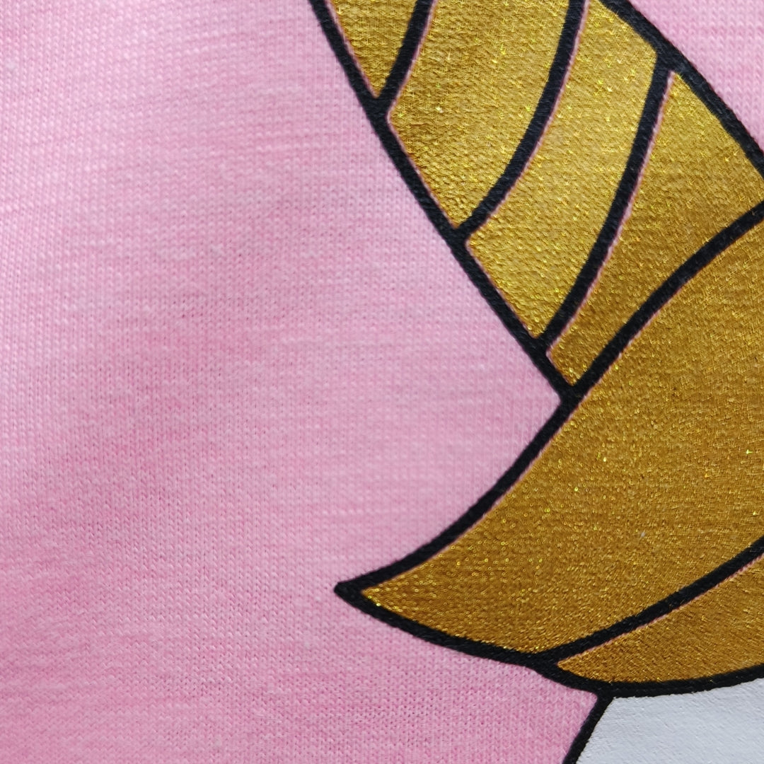 Neon Pink Sleeveless Top for Girls with Unicorn Print | Soft Hosiery Cotton - 2265